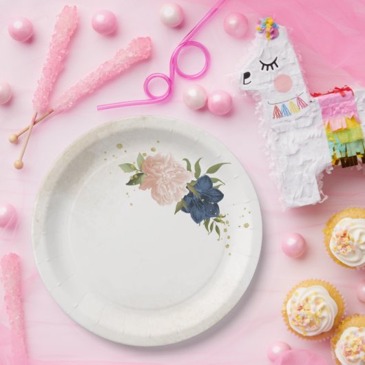 Blume mit Meerblick Grüne Blätter Hochzeit Pappteller (Party)