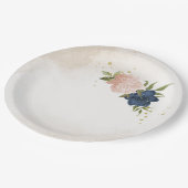 Blume mit Meerblick Grüne Blätter Hochzeit Pappteller (Schrägansicht)