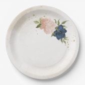 Blume mit Meerblick Grüne Blätter Hochzeit Pappteller (Vorderseite)