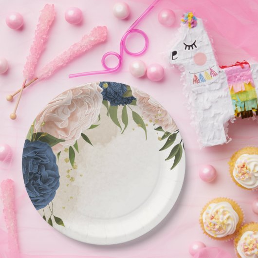 Blume mit Meerblick Grüne Blätter Hochzeit Pappteller (Party)