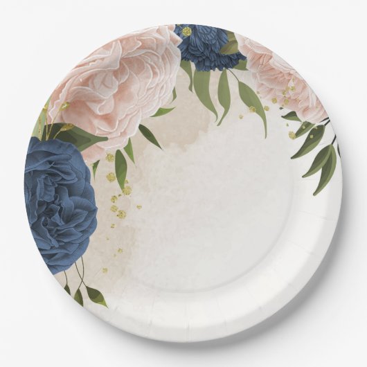 Blume mit Meerblick Grüne Blätter Hochzeit Pappteller (Vorderseite)