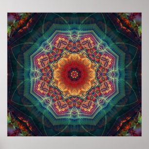 Blume mit mehrfarbigem Kaleidoskop, nahtloses Must Poster