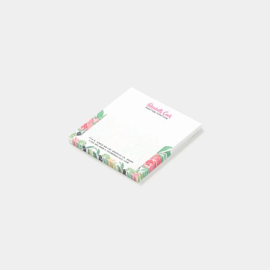 Blume mit modernen Wasserfarben Post-it Klebezettel (angewinkelt)