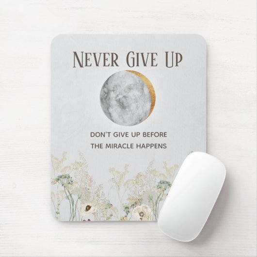 Blume mit Moon und Goldmotivation Zitat Mousepad (Mit Mouse)