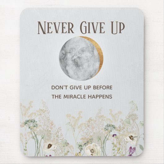 Blume mit Moon und Goldmotivation Zitat Mousepad (Vorne)