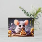 Blume mit Mouse Lavendel Folien Feiertagspostkarte (Stehend vorne)