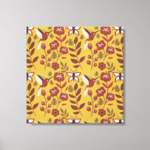 Blume mit nahtlosem Blumenmuster, Schmetterling, r Leinwanddruck