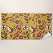 Blume mit nahtlosem Blumenmuster, Schmetterling, r Strandtuch (Vorderseite)