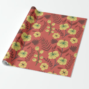 Blume mit nahtlosen Blumenmuster gelb und rot Geschenkpapier