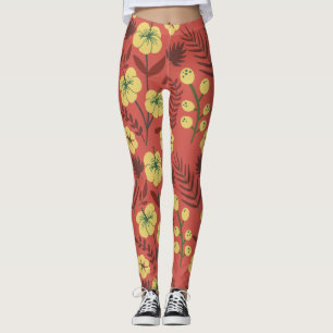 Blume mit nahtlosen Blumenmuster gelb und rot Leggings