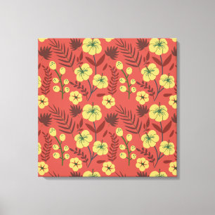 Blume mit nahtlosen Blumenmuster gelb und rot Leinwanddruck