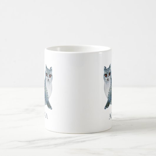 Blume mit niedlichem grauem Fuchsmonogramm Kaffeetasse (Mittel)