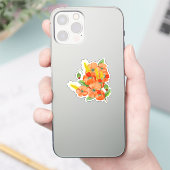 Blume mit niedlichem Mohn, Wasserfarbe Aufkleber (Telefon)