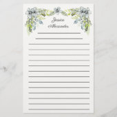 Blume mit niedlicher blauer Hand Name Briefpapier (Vorderseite)