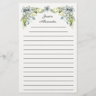 Blume mit niedlicher blauer Hand Name Briefpapier