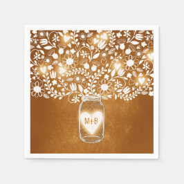 Blume mit orangefarbenem Glaskeramikpapier Serviette