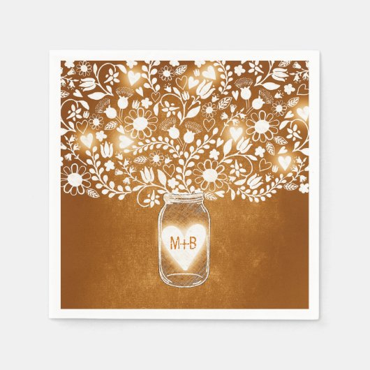 Blume mit orangefarbenem Glaskeramikpapier Serviette (Vorderseite)