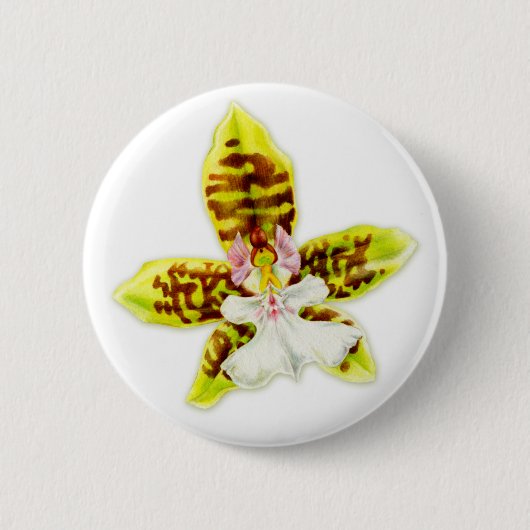 Blume mit Orchideen Button (Vorderseite)