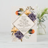 Blume mit Pampas Grass und Feather Wedding Einladung (Stehend Vorderseite)