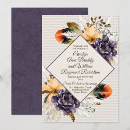 Blume mit Pampas Grass und Feather Wedding Einladung