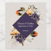 Blume mit Pampas Grass und Feather Wedding Weinetikett (Einzelnes Label)