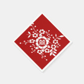 Blume mit Papierschnitt ・ Doppeltes Glück Serviette (Ecke)