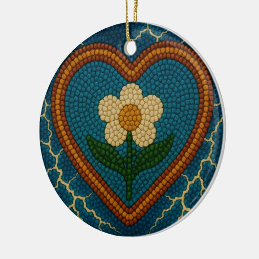 Blume mit Perlen und Donner Keramik Ornament (Links)