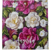 Blume mit Personalisiertem Namen Duschvorhang (Vorderseite)