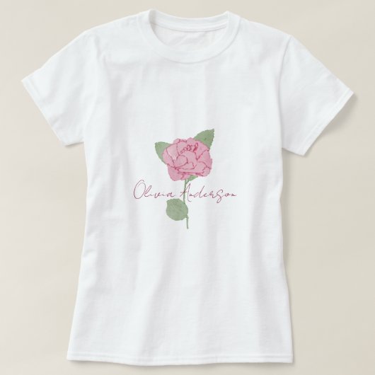 Blume mit personalisiertem Namen Rose T-Shirt (Design vorne)