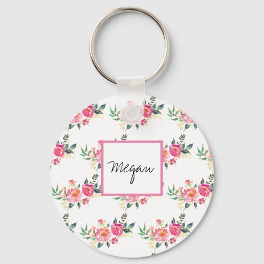 Blume mit personalisiertem Namen Schlüsselanhänger (Vorderseite)