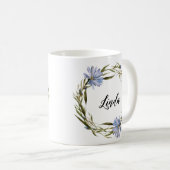 Blume mit personalisiertem Namen Wasserfarbe Kaffeetasse (VorderseiteRechts)
