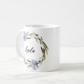 Blume mit personalisiertem Namen Wasserfarbe Kaffeetasse (Vorderseite Links)