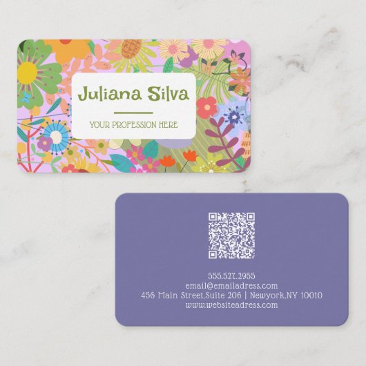 Blume mit QR Visitenkarte (Vorne/Hinten)