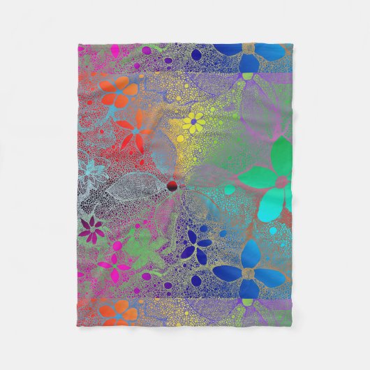 Blume mit Regenbogen Fleecedecke (Vorderseite)