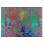 Blume mit Regenbogen Schneidebrett (Vorderseite)