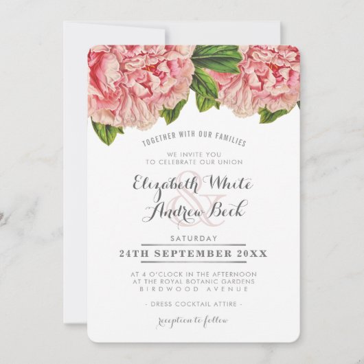 Blume mit rosa, blühenden einladung (Vorderseite)