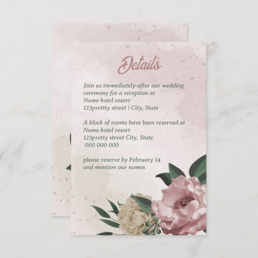 Blume mit rosa Champagner Begleitkarte (Vorne/Hinten)