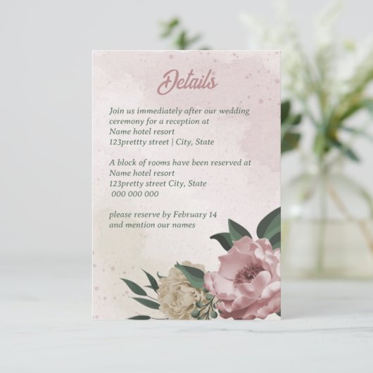 Blume mit rosa Champagner Begleitkarte (Stehend Vorderseite)