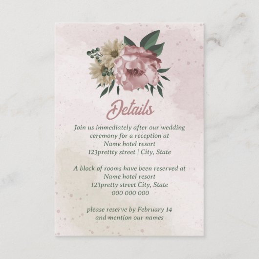 Blume mit rosa Champagner Begleitkarte (Vorderseite)