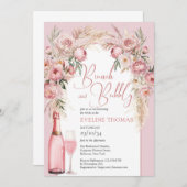 Blume mit rosa Duftfarbe, Brunch und Blase Einladung (Vorne/Hinten)