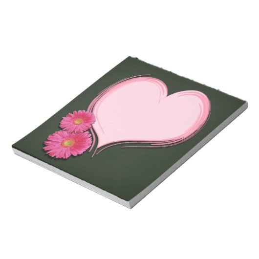 Blume mit rosa Herzfunktion - Notepad Notizblock (Rotiert)
