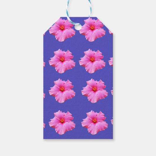 Blume mit rosa Hibiskus Lila, Geschenkanhänger (Vorderseite)