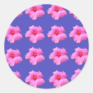 Blume mit rosa Hibiskus Lila, Runder Aufkleber