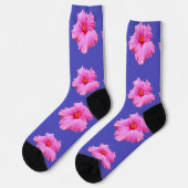 Blume mit rosa Hibiskus Lila, Socken (Linkes Detail)
