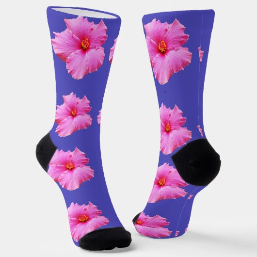 Blume mit rosa Hibiskus Lila, Socken (Gewinkelt)