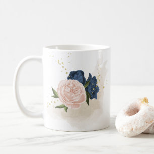 Blume mit rosa Marineblau und Rosa Kaffeetasse