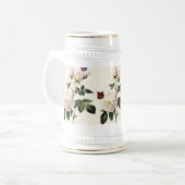 Blume mit Rosa, Pierre Joseph Redouté Bierglas (Vorderseite Links)