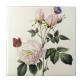 Blume mit Rosa, Pierre Joseph Redouté Fliese (Vorderseite)