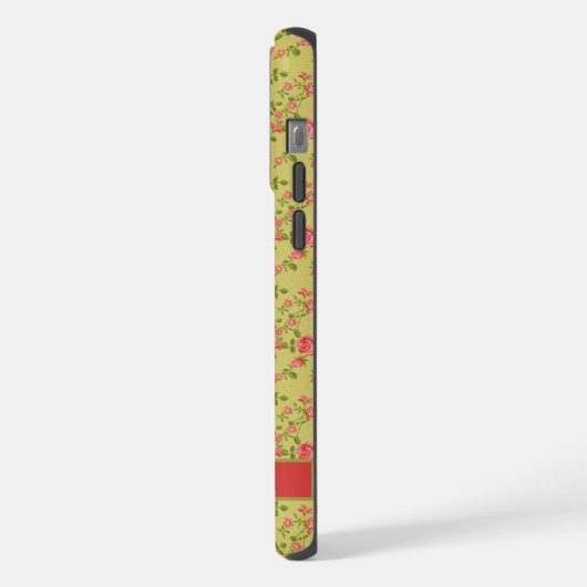 Blume mit Rosa Rosa Rosa, Olivgrün und Rosa iPhone Hülle (Linke Seite)