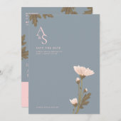 Blume mit Rosa und Blau Thema Hochzeit Einladung (Vorne/Hinten)